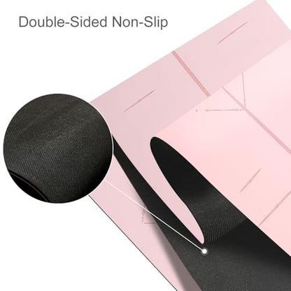 Natural Rubber Yoga Mat - Non Slip Non Toxic - 5mm Thick Yoga Mat for Hot Yoga/Pilates - Extra Large 26.8’’ with Alignment Guide - Sweat Proof - with Carrying Bag