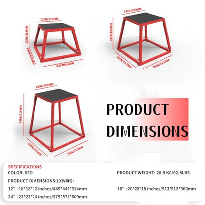 Plyometric Jump Box, Steel Plyo Platform and Jumping Box, Anti-Slip Exercise Step Up Box for Home Gym Training