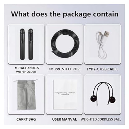 Smart Jump Rope,Cordless Jump Rope with LCD Display Counter,APP Data Analysis,Cordless Ball Counterweight Skipping Rope,Suitable for Women, Men, all Age Groups Adjustable Skipping Rope