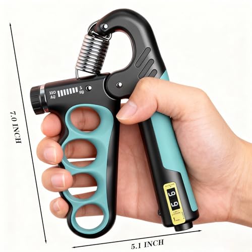 2PCS Adjustable Hand Grip Strengthener (11-220LB) - Automatic Counter Hand Wrist Forearm Exerciser, Grip Strength Trainer for Athletes, Musicians, Injury Recovery & Physical Therapy (Red)