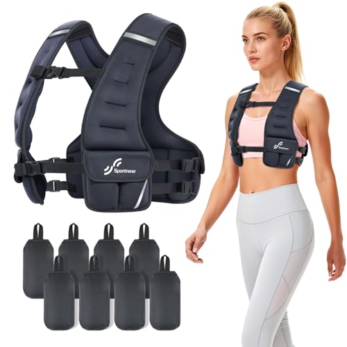 Sportneer Adjustable Weighted Vest Woman: 6-10lb/10-18lb Weighted Walking Vest for Women with 4/8 Weight Packs Fast Adjust Comfortable Weight Vest for Home Gym Burn Calories Strength Training Vests