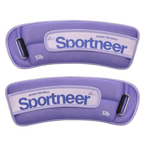 Sportneer Ankle Weights 0.5/1/2/3/5 LBS 1 Pair Wrist Leg Arm Weights - color: Purple, size: 5 lb x 2