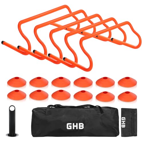 GHB Agility Hurdles 8" Speed Agility Training Hurdles, Detachable Sturdy Hurdles Training Equipment Set with Carry Bag for Kids,Athletes,Soccer,Basketball - size: 17 Pack