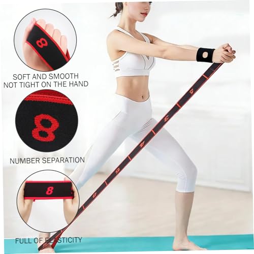 Stretching Straps 90cm Long Numbered Resistance Band with 8 Loops - Exercise Bands Adjustable Tension for Yoga, Pilates, Dance & Strength Training (Red)