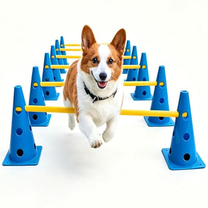 12 Dog Agility Hurdle Cones 3 Heights for Dog Training (Blue) - color: SLV-Hurdle Cone 12