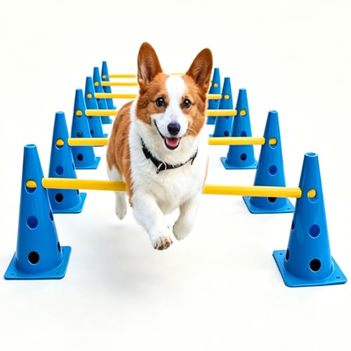 12 Dog Agility Hurdle Cones 3 Heights for Dog Training (Blue) - color: SLV-Hurdle Cone 12