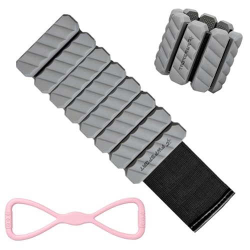 2 lb Wrist and Ankle Weights Set of 2 (1 lb Each) with Resistance Band, Adjustable Silicone Wearable Arm & Leg Weights for Walking, Pilates, Yoga, Home Workout