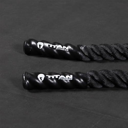 Titan Fitness Battle Rope 40ft x 2in, Poly Dacron Heavy Rope for Home Gym Conditioning Workouts, Cross-Train, Strength Training Exercises