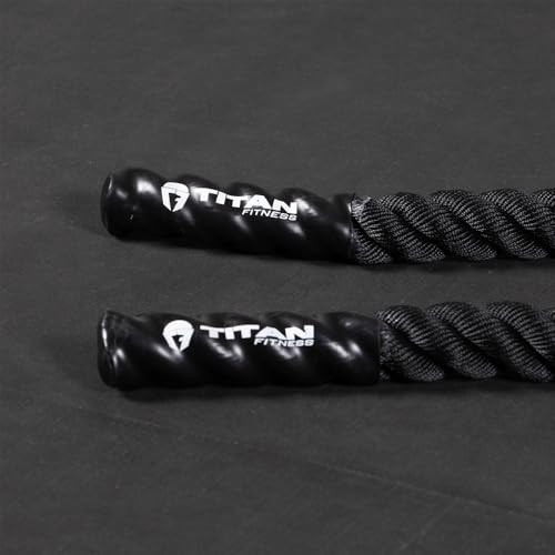Titan Fitness Battle Rope 30ft x 2in, Poly Dacron Heavy Rope for Home Gym Conditioning Workouts, Cross-Train, Strength Training Exercises