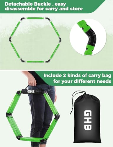 GHB Hex Agility Rings 1 Pack and 12 Pack 7 Inch Football Cones with 3 Carrying Bag