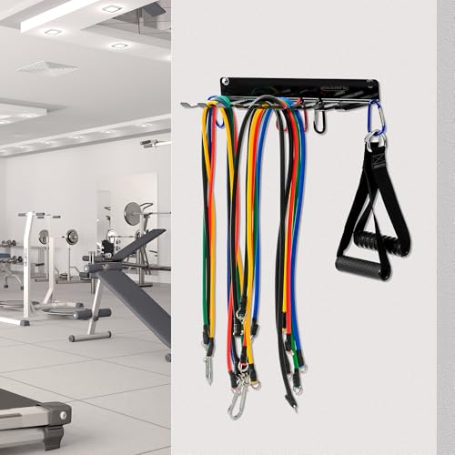Wall-Mounted Gym Organizer, Resistance Band Storage Rack, Barbell Holder Wall Mount, Dumbbell Storage, Home Gym Accessories Holder (ZJ-L-2m)