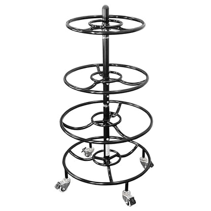 Valor Fitness 4-Tier Rolling Ball Storage Rack with Locking Wheels, Adjustable Sports Ball Organizer for Medicine Balls, Wall Balls, Slam Balls, Weighted Exercise Balls and Fitness Equipment Storage