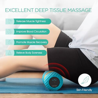 Vibrating Peanut Massage Ball Roller, Electric Double Lacrosse Massage Ball with 4 Intensities for Muscle Pain Relief, Rechargeable Deep Tissue Massage, Yoga Sports Fitness MB300 (Blue) - color: Blue