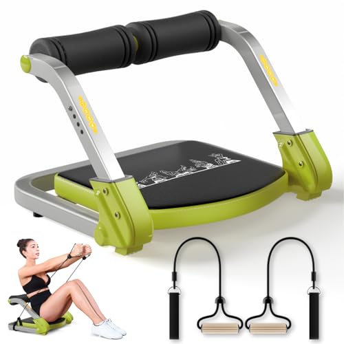 Ab Trainer/Crunch Machine, Ab Workout Equipment, 4 Adjustable Resistance, Ab Machine for Stomach Workout, 350 LBS Weight Capacity, Automatic Rebound, Ab Core Machine,Fitness Equipment for Home - color: Green