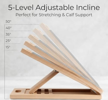 Complete 4-in-1 Fitness Bundle, Slant Board Bundle with Gym Ball and 2 Exercise Straps, Slant Board for Calf Stretching, Portable Board for Strength Training, Balance, and Core Training.