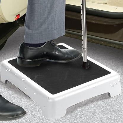 Bath Shower Step Stool, Non Slip Step Platform, Portable Step Riser with Anti Slip Mat for Bathroom Bathtub and Car, Sturdy Lightweight Plastic Mobility Step Stool