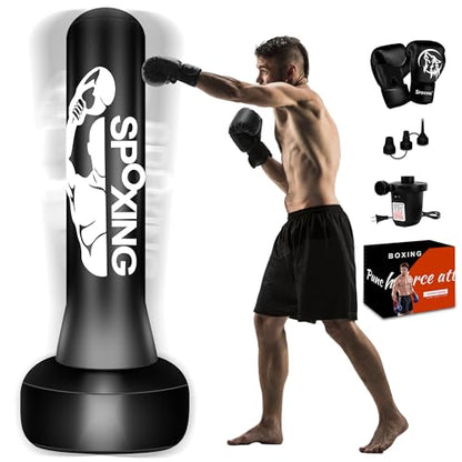 Heavy Punching Bag with Stand Adults Teens,70" Free Standing Boxing Bags,Kickboxing Training Equipment Bags for Beginners Kickboxing Training MMA Muay Thai Fitness Office Home Gym