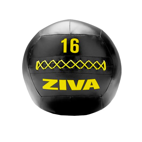 ZIVA Soft Wall Ball – Highly Durable Weighted Exercise Medicine Slam Ball for Strength and Conditioning Workout - Multiple Color, Weight Available - color: k. 16lb - Black