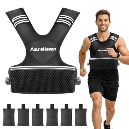 Adjustable Weighted Vest for Women and Men,4-10lb/11-20lb/20-32lb Rucking Vest with 6 Ironsand Weights for Running, Walking, Workout and Strength Training - size: 11-20lbs