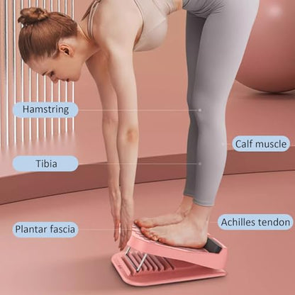 Calf Stretcher Slant Board 13-Level Adjustable Foldable Stretching Ramp with Magnets for Plantar Fasciitis Achilles Stretch, Blue - color: Blue