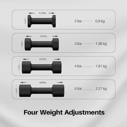 Zempox Adjustable Dumbbell Set, 4 in 1 Free Weight Dumbbell Set for Women, Hand Weight for Women at Home, Each 2lb 3lb 4lb 5lb with TPU Soft Rubber Handle for Home Gym Aquatic Fitness Equipment,Purple - color: Black