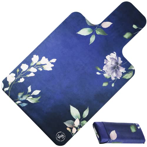 Pilates Reformer Mat and Towel - Exercise Fitness Gym Mat - Mini Travel Yoga Mat With Black Rubber Backing - Lightweight Non-Slip Portable Mat With Carry Bag - Pilates Socks Optional - color: Secret Garden