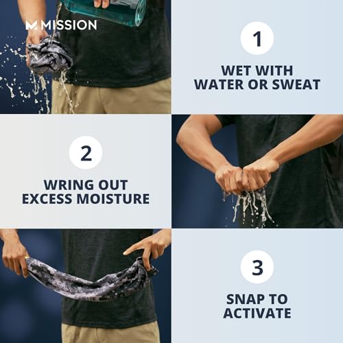 MISSION Max Plus Cooling Towel- Soft, Durable Microfiber - Cools Up to 3 Hours - UPF 50 Sun Protection - Machine Washable - color: Mission Blue