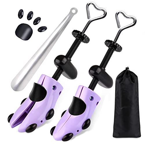 Shoe Stretcher, Plastic Pair of 4-way Adjustable Shoe Expander Shoe Tree Widener for Wide Feet Bunions - color: Light Purple for Women’s Shoes Us Size 5.5-10