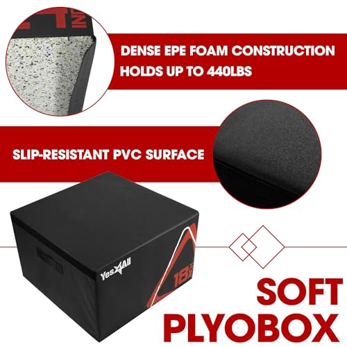 Yes4All Adjustable Soft Plyo Box, Jumping Trainer - For Plyometric Exercises and Conditioning, Multiple Height Variations