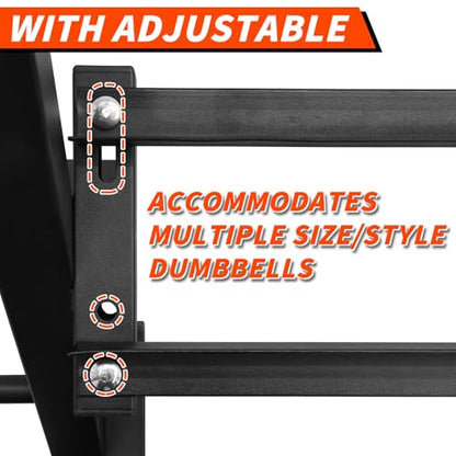 PENSUN Dumbbell Rack – 3 Tier Adjustable Weight Storage Stand with Side Barbell Plate Holder – Multi Purpose Home Gym Organizer for Dumbbells, Kettlebells, Barbell - color: Widened - 1500 LBS (Upgraded)