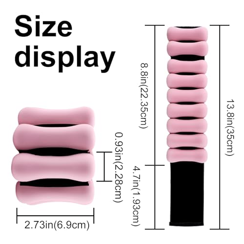 Adjustable Ankle Weights for Women - Non - slip Silicone, 2 - Pack 1lb Each, Leg weights, Black & Pink
