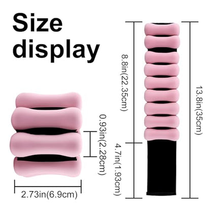 Adjustable Ankle Weights for Women - Non - slip Silicone, 2 - Pack 1lb Each, Leg weights, Black & Pink