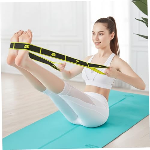 Stretching Straps 90cm Long Numbered Resistance Band with 8 Loops - Exercise Bands Adjustable Tension for Yoga, Pilates, Dance & Strength Training (Yellow), Yoga Strap, Stretching Straps - color: Yellow