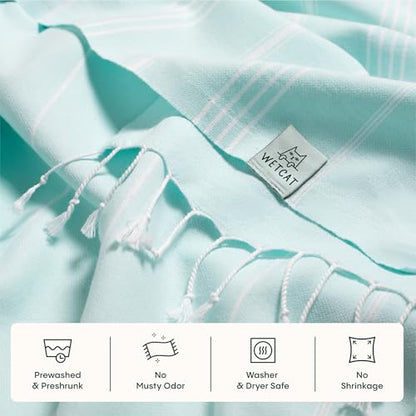 Turkish Beach Towel Oversized (38"x71") 100% Turkish Cotton, Made in Turkey - Sand Free, Extra Large, Ultra Soft, Quick Drying, Compact & Lightweight for Travel - Aqua - color: Aqua, size: Beach Towel (38" x 71")