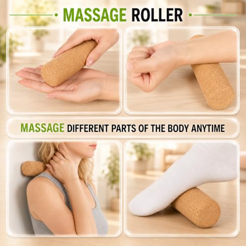 Cork Balance Board & Foot Roller Set, Ankle Strengthener for Yoga