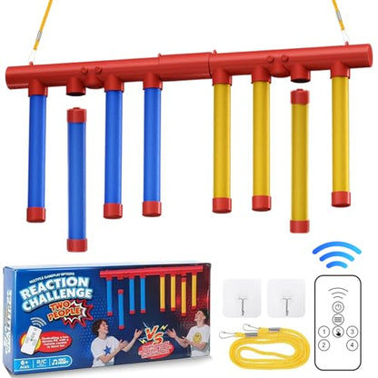 Upgraded Reflex Drop Stick Game Hand Eye Coordination & Reaction Training Toy with Remote, Solo/Dual Play, 3 Speeds,Fun Catch Falling Stick Game for Adult,Teen & Family（8 Sticks）