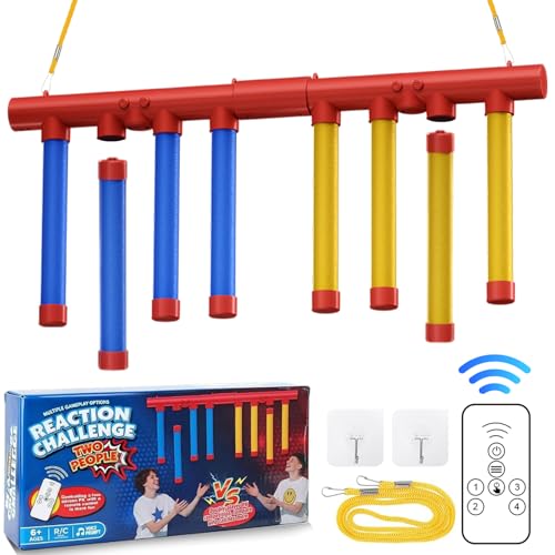 Upgraded Reflex Drop Stick Game Hand Eye Coordination & Reaction Training Toy with Remote, Solo/Dual Play, 3 Speeds,Fun Catch Falling Stick Game for Adult,Teen & Family（8 Sticks）
