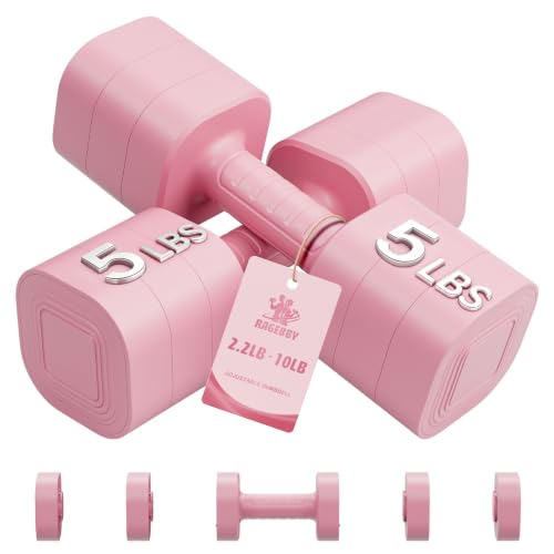 Ragebby Adjustable Dumbbell Set of 2, Weights for Men and Women at Home - color: PINK, style: 10LB(5LB Pair)