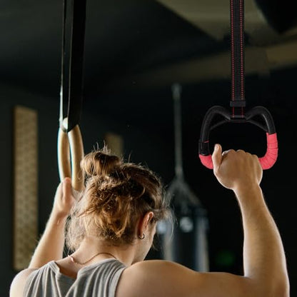 Gymnastics Rings Set 1 Meter with Adjustable Straps Non-Slip Fitness Training Device Home Strength Workout for Boys and Indoor Pull-up and Stretching Equipment