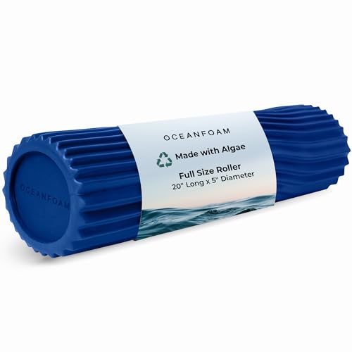 Tidal Roller - Royal Blue - Muscle Massage Foam Roller for Back Pain & Stretching - Firm and Ergonomic Wide Wave Textured - Yoga, Athletics, & Wellness - Full Size, 20" x 5" - color: Royal Blue