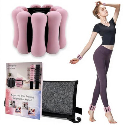 Adjustable Ankle Weights for Women - Non - slip Silicone, 2 - Pack 1lb Each, Leg weights, Black & Pink