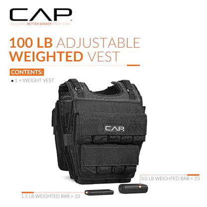 CAP Adjustable Weighted Vest 20–150 lbs for Strength Training, Running & Workouts, Weight Vest for Men & Women, Fitness Training Vest - style: 100lbs