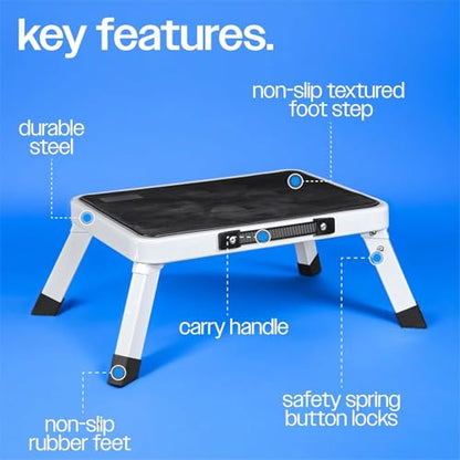 Foldable Step Stool, Adjustable Step Stool with a Non-Slip Platform, Step Ladder with Thick Rubber Feet for Adults Children in Kitchen, Bedroom, Office, Rv, 330 Lbs Capacity