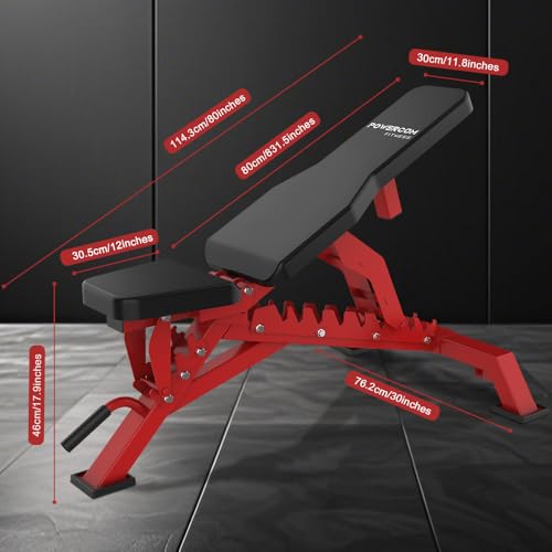 Strength Weight Bench 32 Adjustable Positions Training Benches - Heavy Duty Home Gym Equipment with 1300 LBS Weight Capacity Durable Steel Construction Incline Decline Bench for Full Body Workout - color: Red