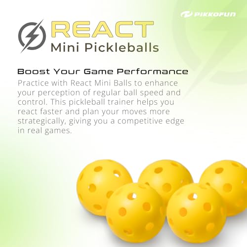 PIKKOFUN React Mini Pickleball Balls - 5 Pack Quiet Training Balls for Improve Hand Speed, Paddle Control and Accuracy - color: Yellow