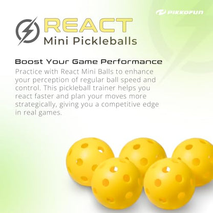 PIKKOFUN React Mini Pickleball Balls - 5 Pack Quiet Training Balls for Improve Hand Speed, Paddle Control and Accuracy - color: Yellow