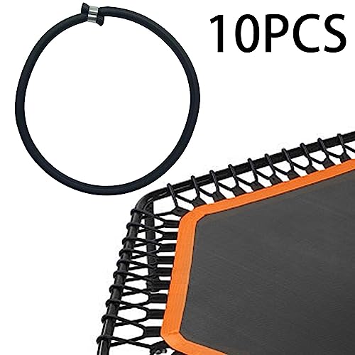 10Pcs Trampoline Elastic Rope Elastic Ties Aluminum Buckle Trampoline Accessories Bungee Cord for Tarp Canopy Exercise Fitness Trampoline, Black