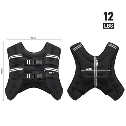 Weighted Vest for Men Women, 8lbs/12lbs/16lbs/20lbs Weight Vest with Reflective Stripes for Workout, Strength Training, Running, Fitness, Muscle Building, Weight Loss