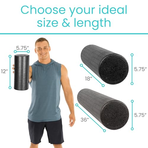 Vive High Density Foam Roller (12 inch) - Large Foam Roller for Exercise, Physical Therapy, Yoga, Pilates, Stretching - Pain Relief Massager for Trigger Point, Deep Muscle Massage, Myofascial Release