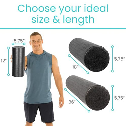 Vive High Density Foam Roller (12 inch) - Large Foam Roller for Exercise, Physical Therapy, Yoga, Pilates, Stretching - Pain Relief Massager for Trigger Point, Deep Muscle Massage, Myofascial Release